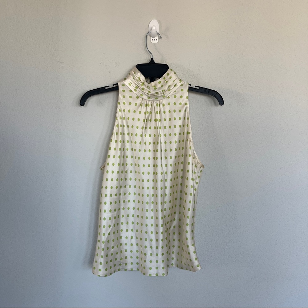 Carmen Marc Valvo Polka Dot Blouse 100% Silk Size 12